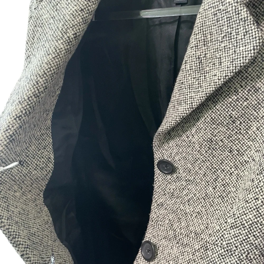 Banana Republic Tweed Wool Blend Notch Colar Long Sleeve Coat Black Ivory Size M - Picture 2 of 8